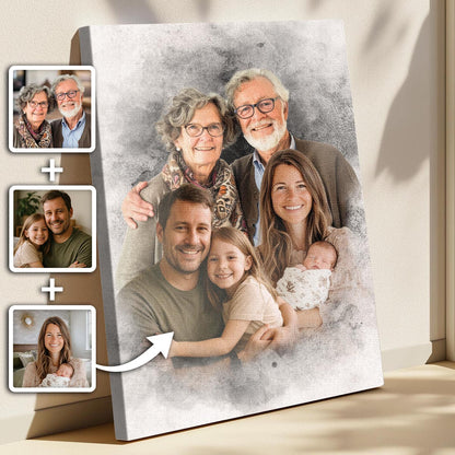 Color Combine Add Deceased Loved One to Photo, Memorial Gift, Add Person to Photo, Family Portrait Different Photos, Combine Photos Canvas