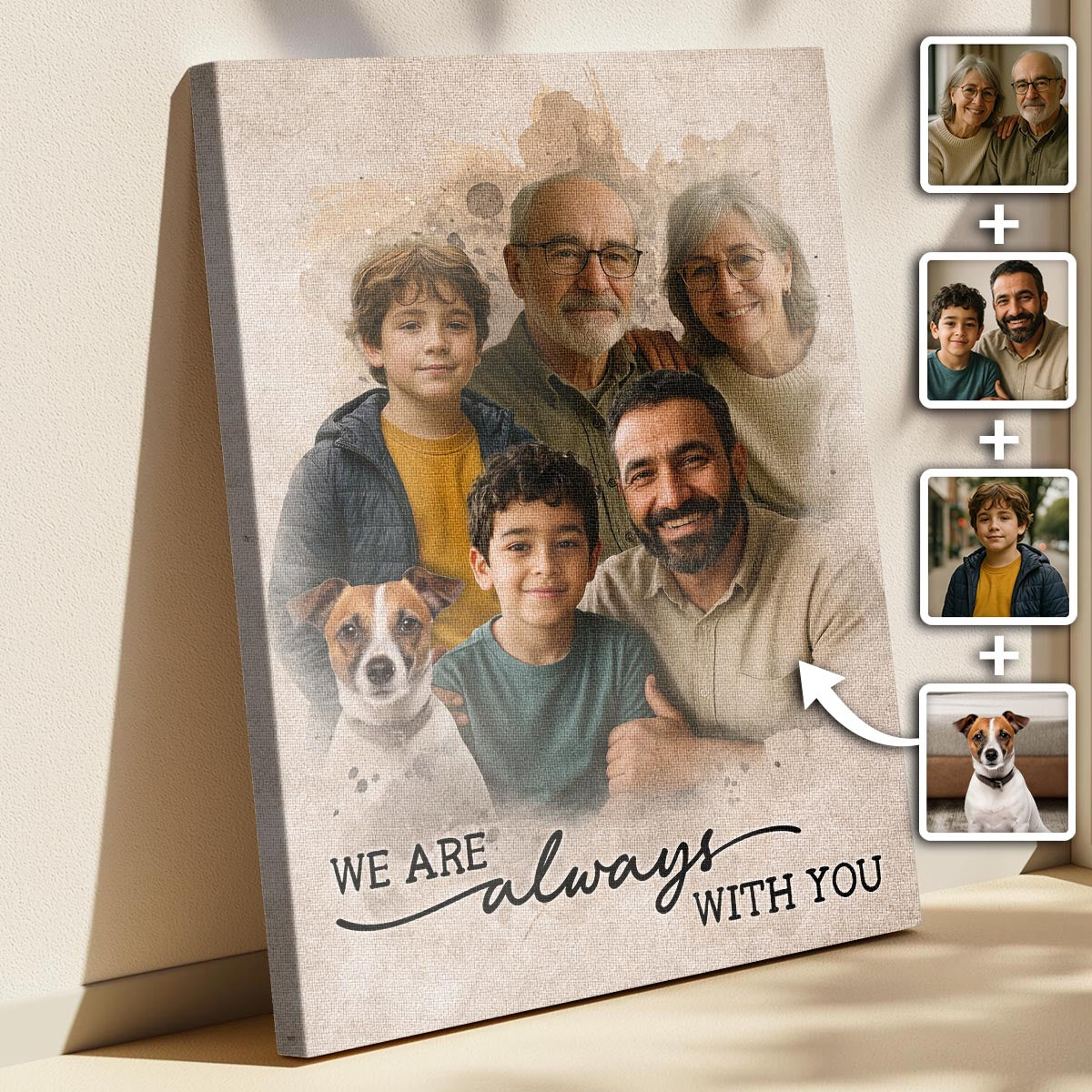 Add Loved One to Photo Custom Canvas - Personalized Customized Canvas - Memorial Gift for Dad Mom