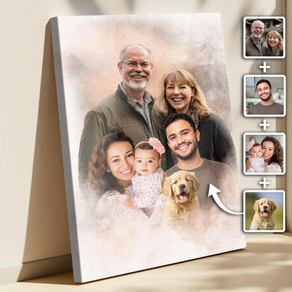Add Deceased Loved One to Photo - Memorial Gift - Add Person to Photo - Family Portrait Different Photos, Combine Photos Canvas