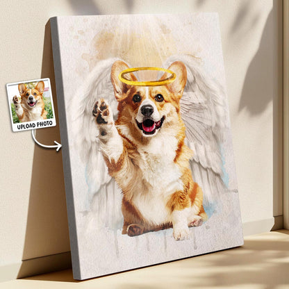 Memorial Custom Photo Canvas - Pet Loss With Halo & Wings And Heavenly Light - Gift For Pet Lovers