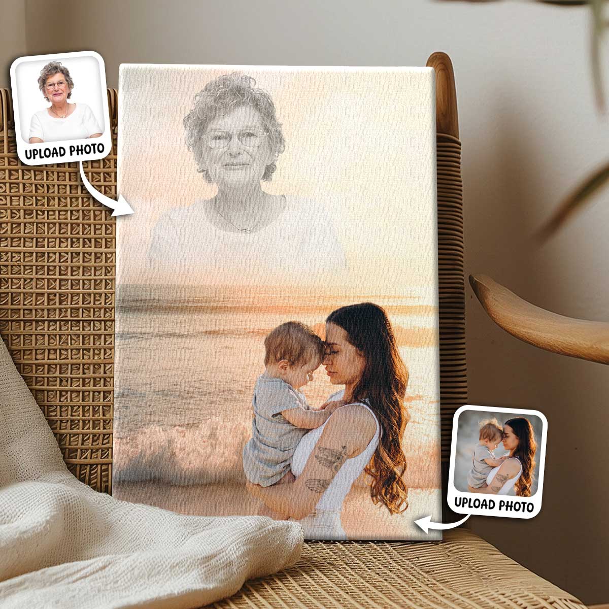 Memorial Custom Photo Canvas - Sunset Horizon View For Deceased, Loved One - Gift For Family Members