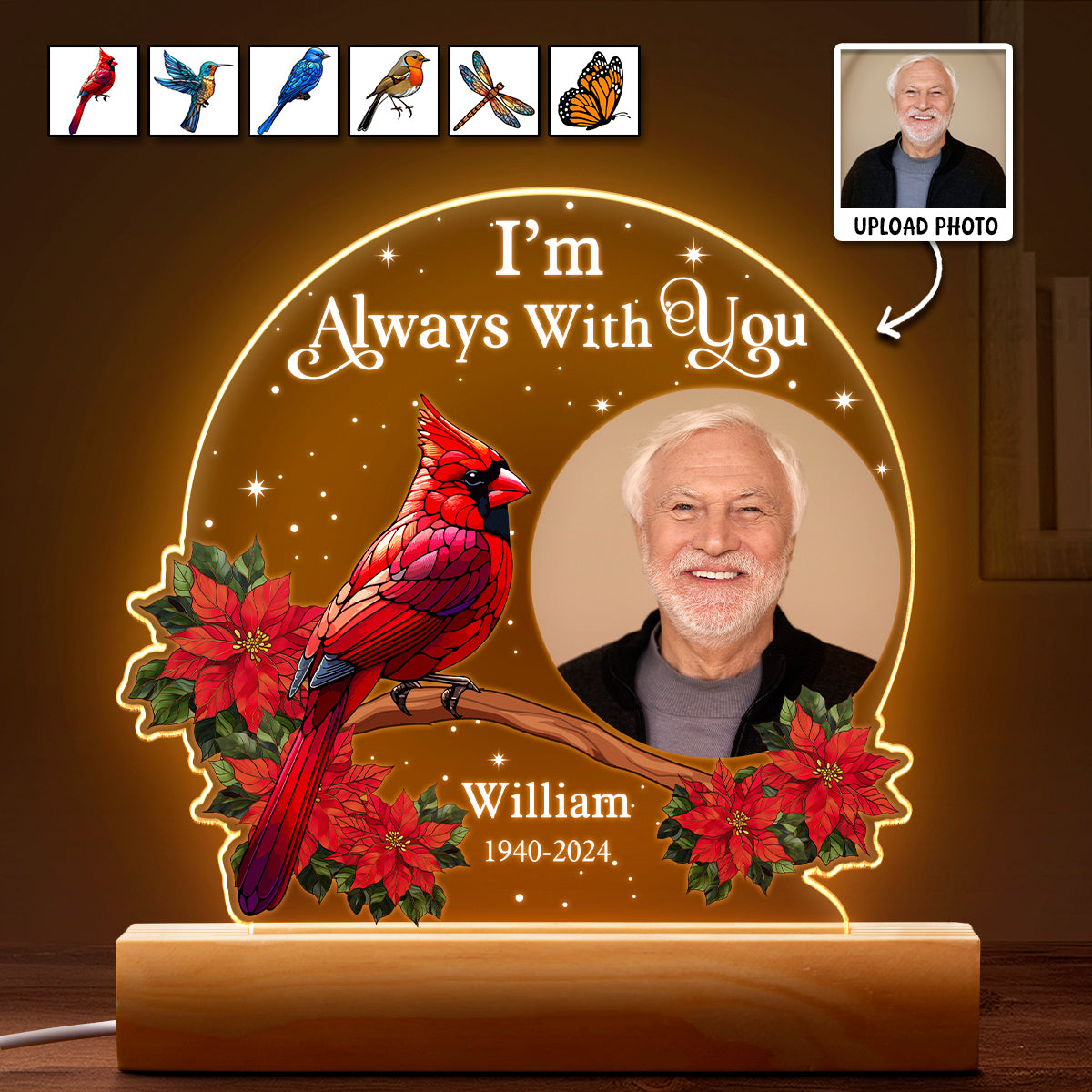 Custom Photo I'm Always With You Memorial - Customized Personalized 3D LED Light - Gift For Family