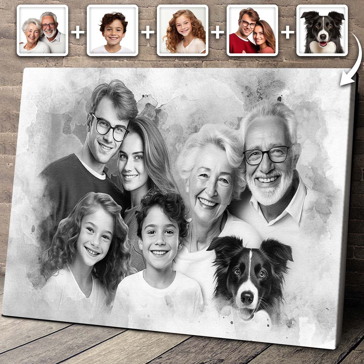 Combine Photo Loved One, Family Portrait From Different Photos - Personalized Canvas - Memorial Gift