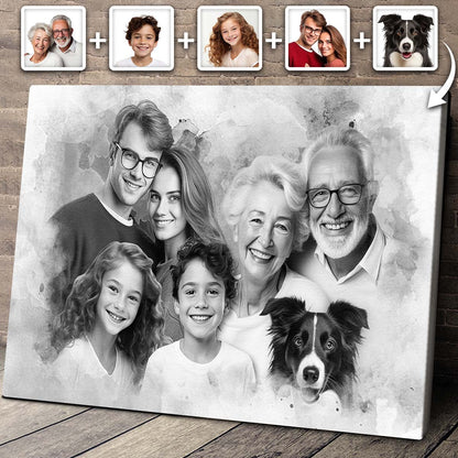 Combine Photo Loved One, Family Portrait From Different Photos - Personalized Canvas - Memorial Gift