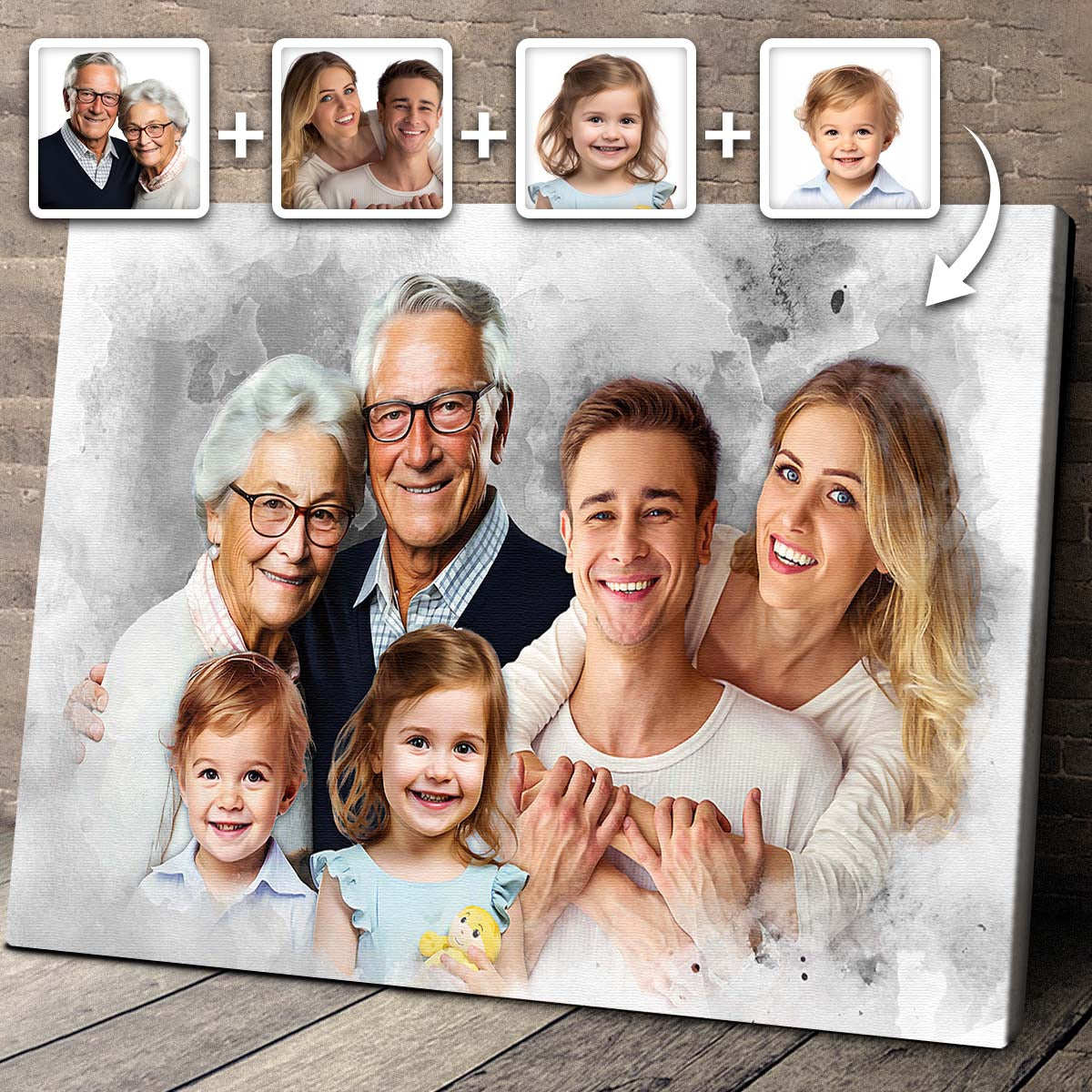 Add Deceased Loved One To Photo, Personalized Canvas, Combine Photos of Family, Memorial Gift