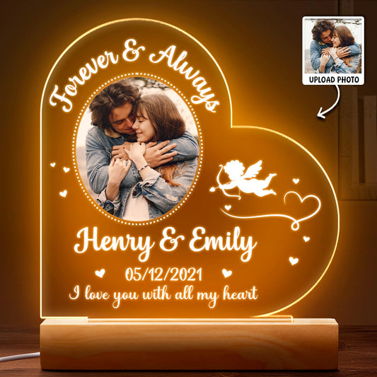 Custom Photo I Love You With All My Heart - Customized Personalized 3D LED Light - Valentine's Day Gift For Husband Wife, Anniversary