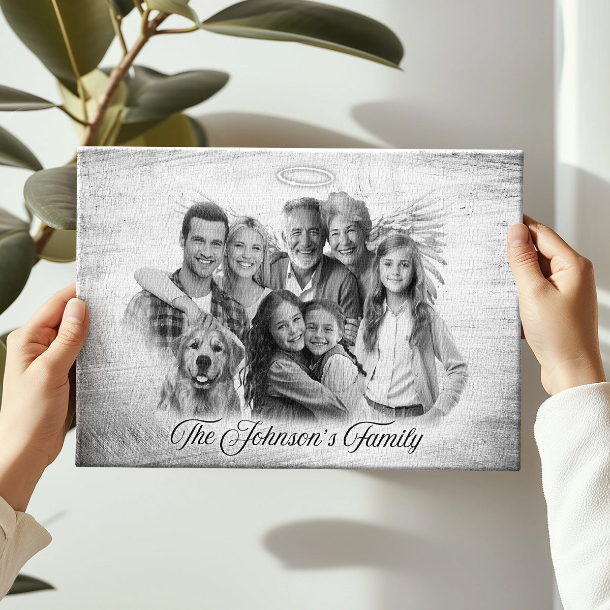 Horizontal Combine Photos Loved One, Family Portrait From Different Photos - Personalized Canvas - Memorial Gift