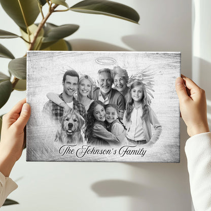Horizontal Combine Photos Loved One, Family Portrait From Different Photos - Personalized Canvas - Memorial Gift