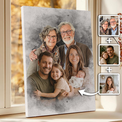 Color Combine Add Deceased Loved One to Photo, Memorial Gift, Add Person to Photo, Family Portrait Different Photos, Combine Photos Canvas
