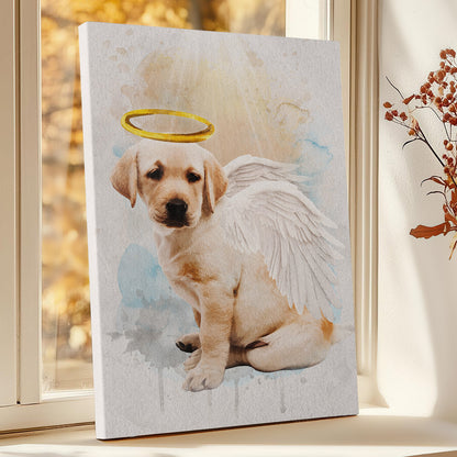 Memorial Custom Photo Canvas - Pet Loss With Halo & Wings And Heavenly Light - Gift For Pet Lovers