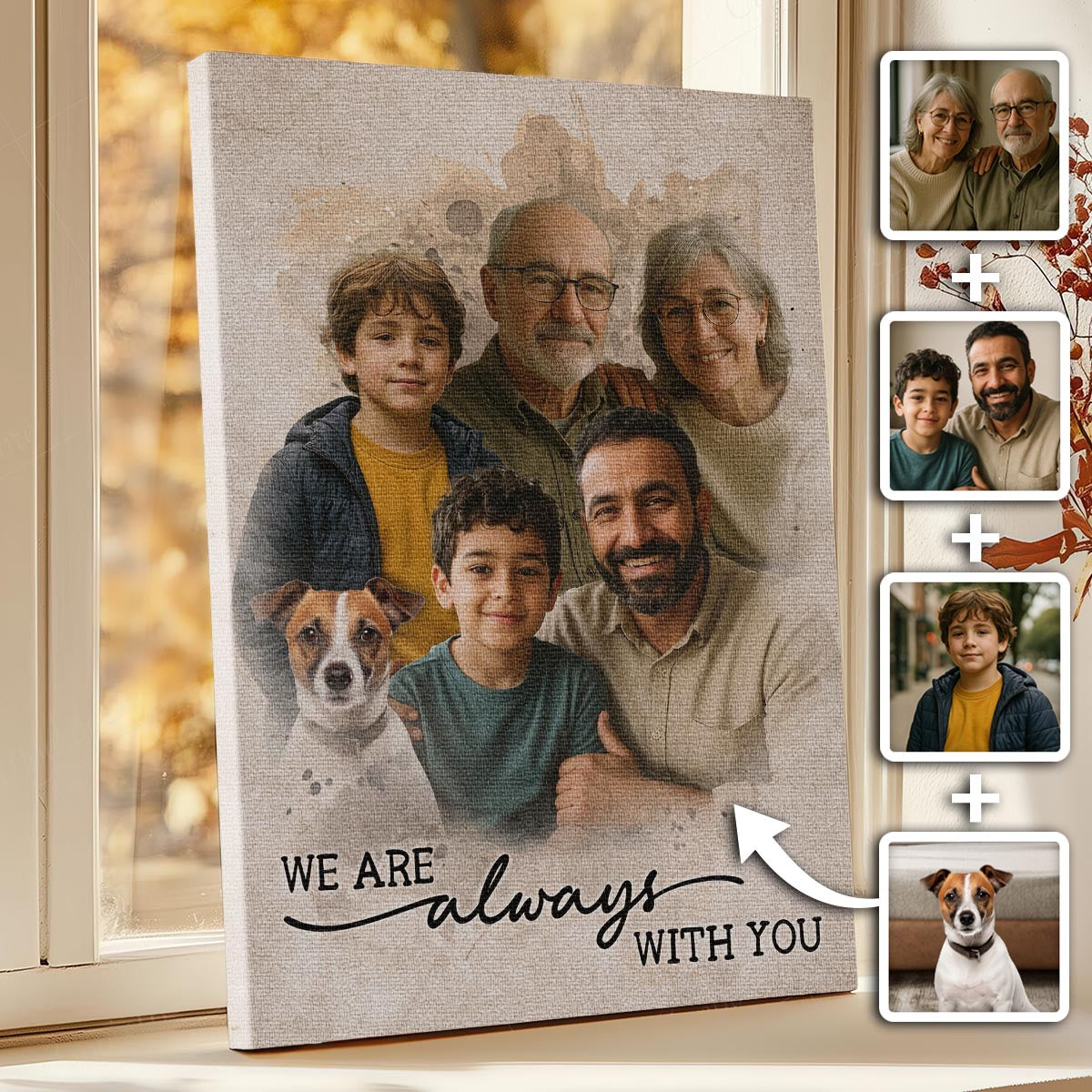 Add Loved One to Photo Custom Canvas - Personalized Customized Canvas - Memorial Gift for Dad Mom