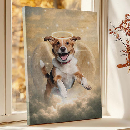 Memorial Custom Photo Canvas - Pet Loss With Halo & Wings Heaven - Gift For Family Members, Pet Lovers