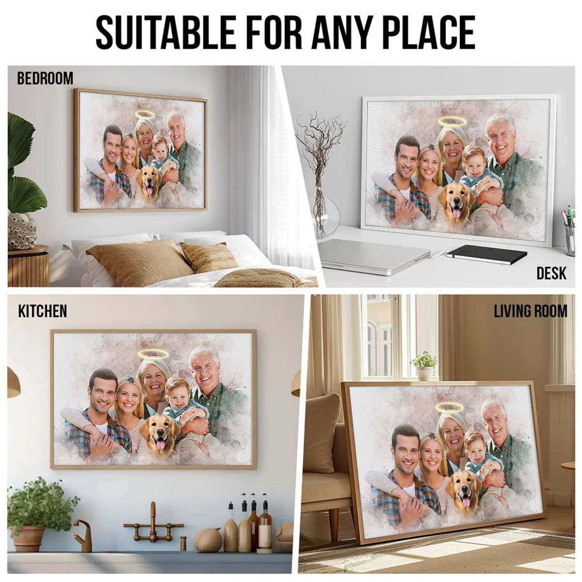 Combine Loved One From Different Photos, Adding Halo To Deceased One - Personalized Canvas