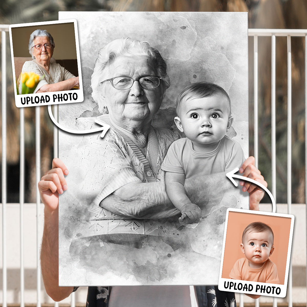 Add Deceased Loved One to Photo, Memorial Gift, Add Person to Photo, Family Portrait Different Photos, Combine Photos Canvas