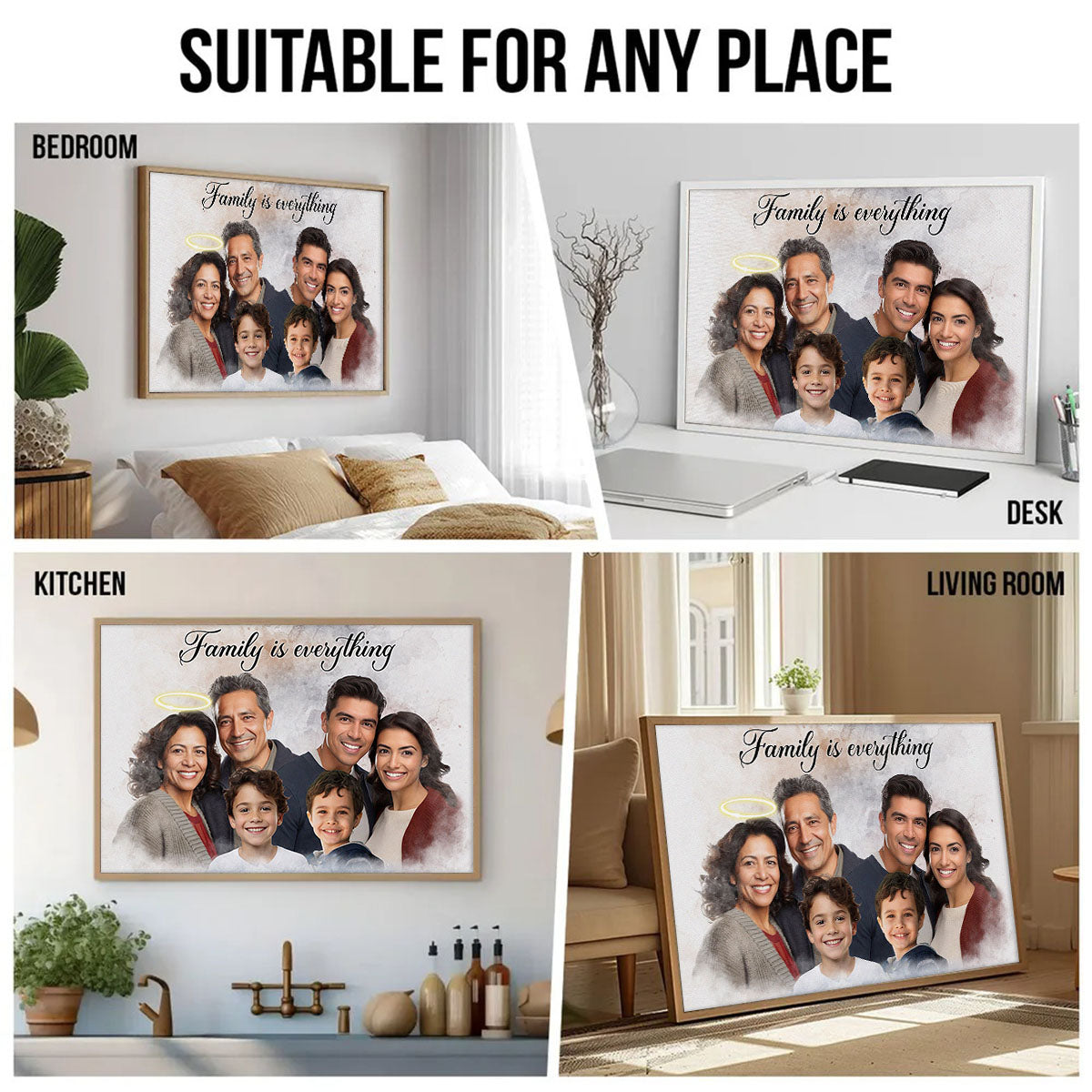 Combine Photos Loved One With Quotes, Adding Halo To Deceased One - Personalized Canvas