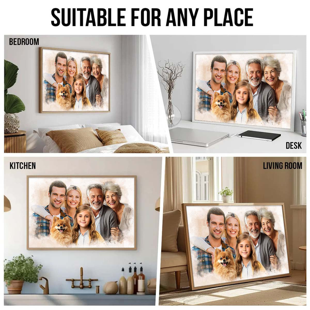 Memorial Custom Combine Photos Canvas - Colorful Horizontal  - Gift For Family Members