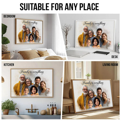 Custom Photos Horizontal Loved One Combined With Quotes, Halo To Deceased One - Personalized Canvas