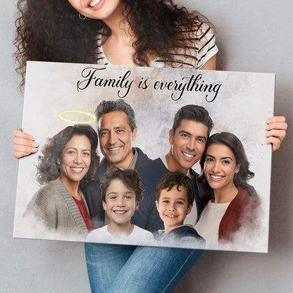 Combine Photos Loved One With Quotes, Adding Halo To Deceased One - Personalized Canvas
