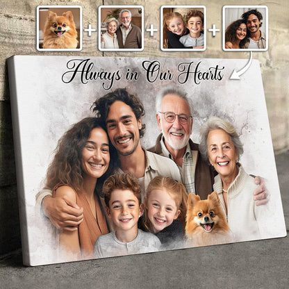 Custom Photos Horizontal Loved One Combined With Quotes, Halo To Deceased One - Personalized Canvas