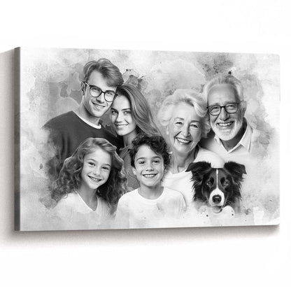 Combine Photo Loved One, Family Portrait From Different Photos - Personalized Canvas - Memorial Gift