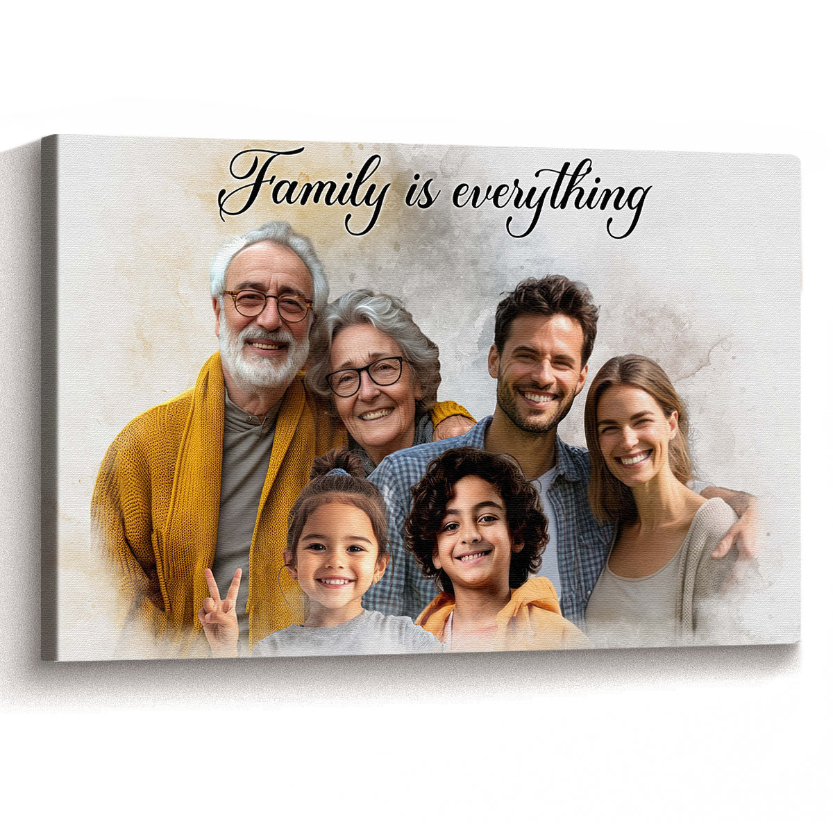 Custom Photos Horizontal Loved One Combined With Quotes, Halo To Deceased One - Personalized Canvas