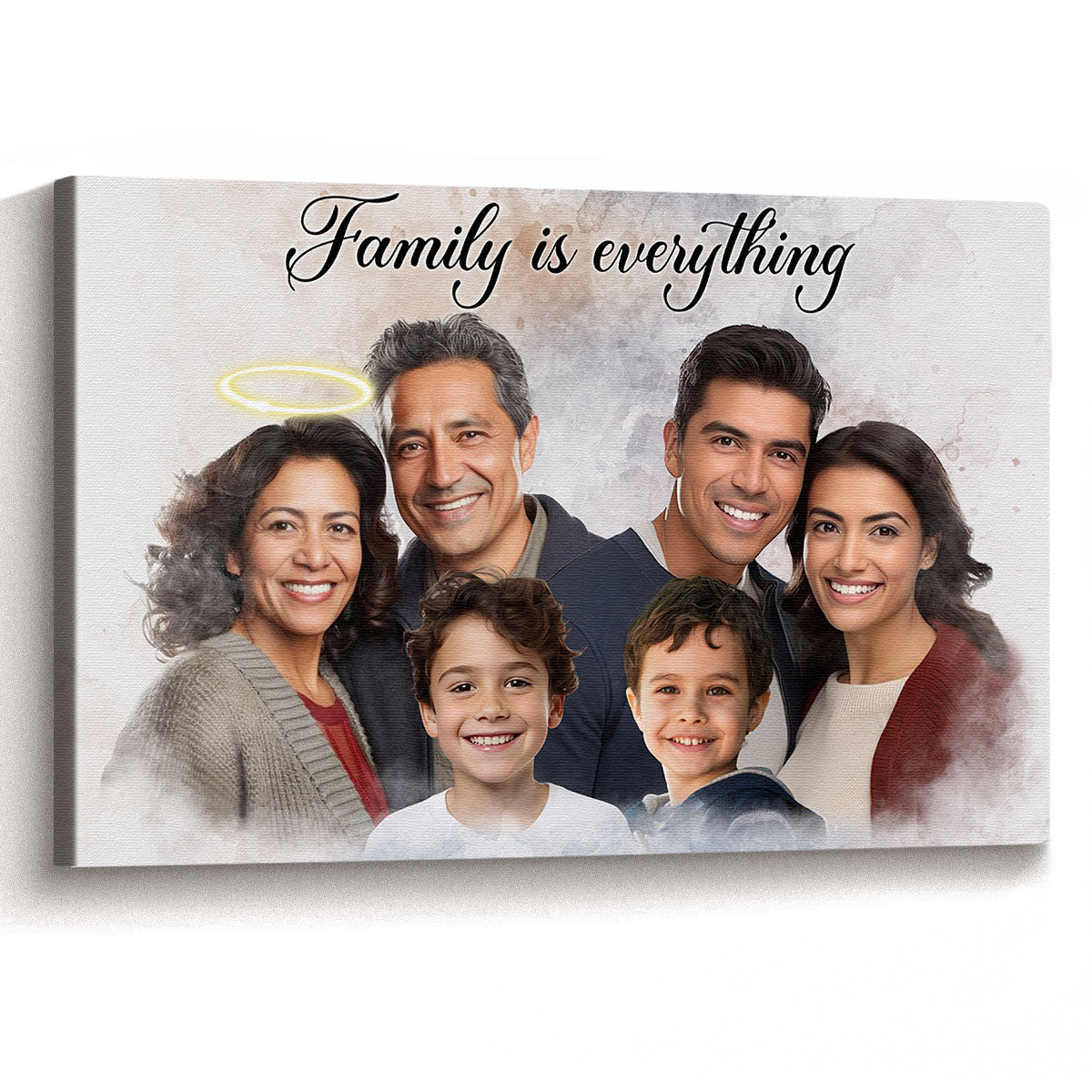 Combine Photos Loved One With Quotes, Adding Halo To Deceased One - Personalized Canvas