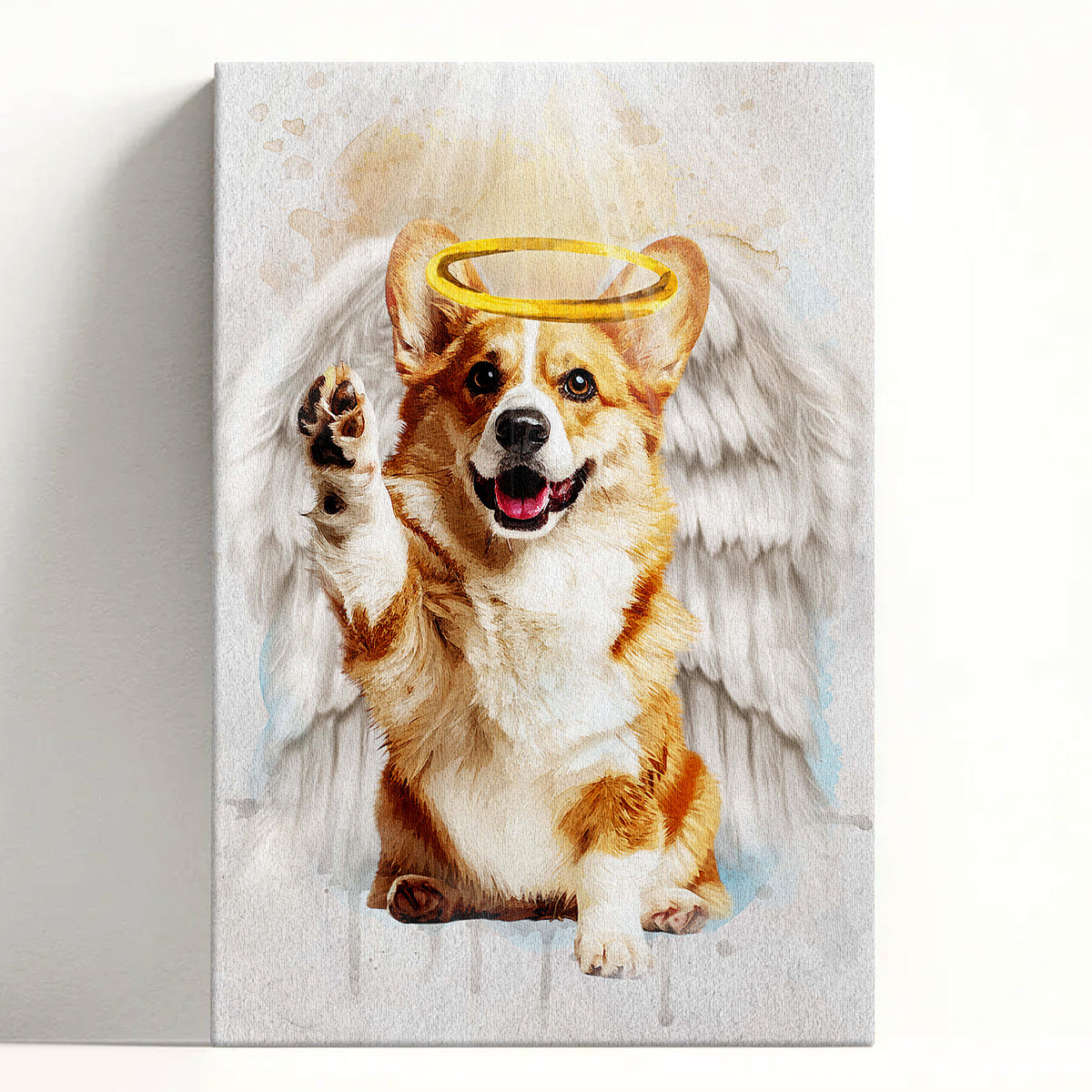 Memorial Custom Photo Canvas - Pet Loss With Halo & Wings And Heavenly Light - Gift For Pet Lovers