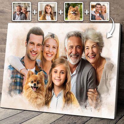Memorial Custom Combine Photos Canvas - Colorful Horizontal  - Gift For Family Members