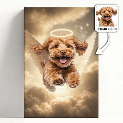 Memorial Custom Photo Canvas - Pet Loss With Halo & Wings Heaven - Gift For Family Members, Pet Lovers