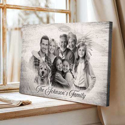 Horizontal Combine Photos Loved One, Family Portrait From Different Photos - Personalized Canvas - Memorial Gift