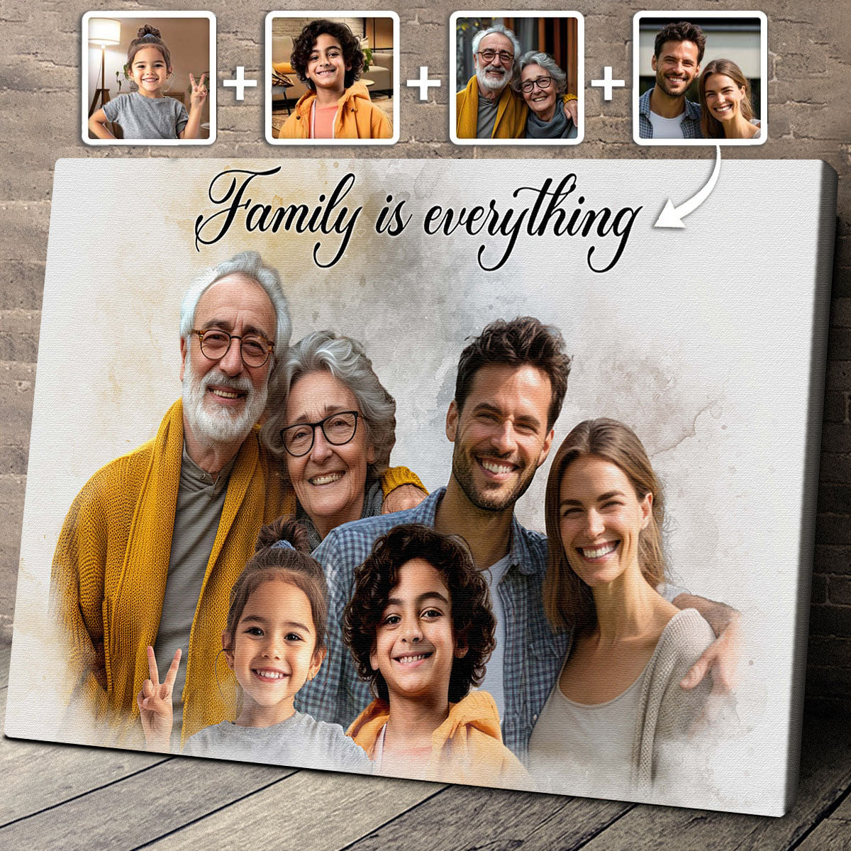 Custom Photos Horizontal Loved One Combined With Quotes, Halo To Deceased One - Personalized Canvas