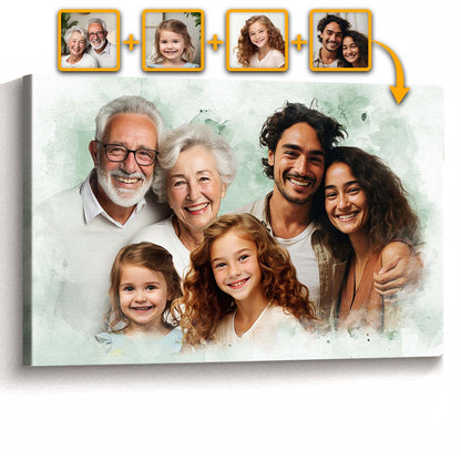 Memorial Custom Combine Photos Canvas - Colorful Horizontal  - Gift For Family Members