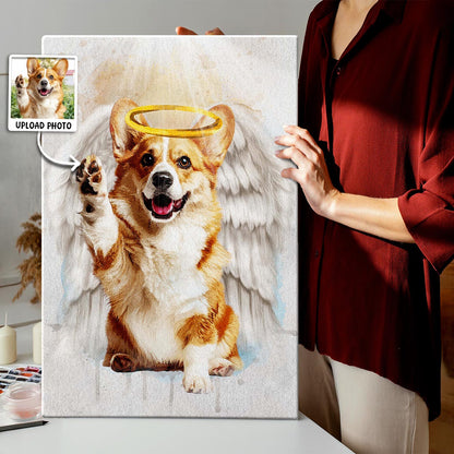 Memorial Custom Photo Canvas - Pet Loss With Halo & Wings And Heavenly Light - Gift For Pet Lovers
