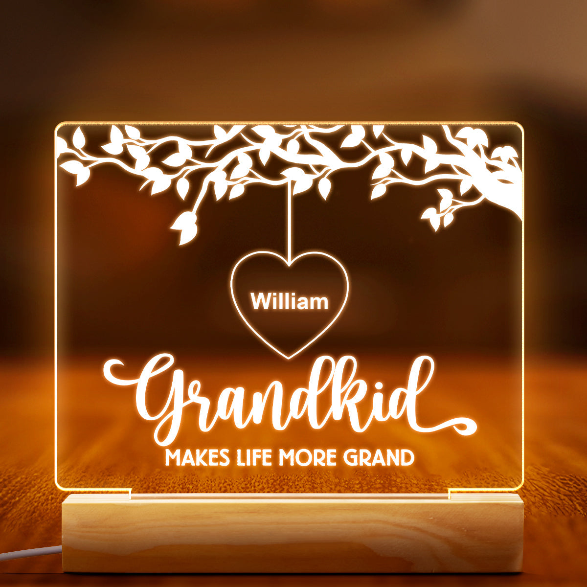 Side By Side Grandchildren - Customized Personalized 3D LED Light - Gift For Family Grandma Grandpa Grandkids