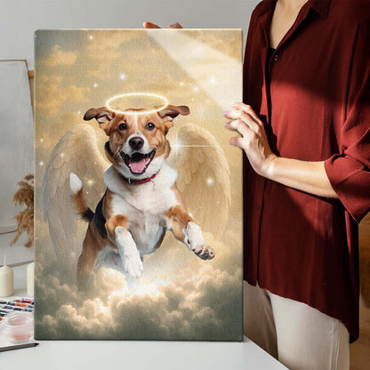 Memorial Custom Photo Canvas - Pet Loss With Halo & Wings Heaven - Gift For Family Members, Pet Lovers