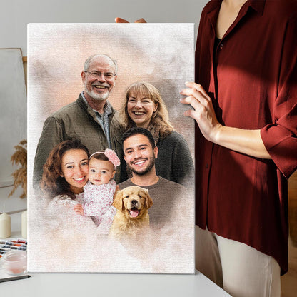Add Deceased Loved One to Photo - Memorial Gift - Add Person to Photo - Family Portrait Different Photos, Combine Photos Canvas