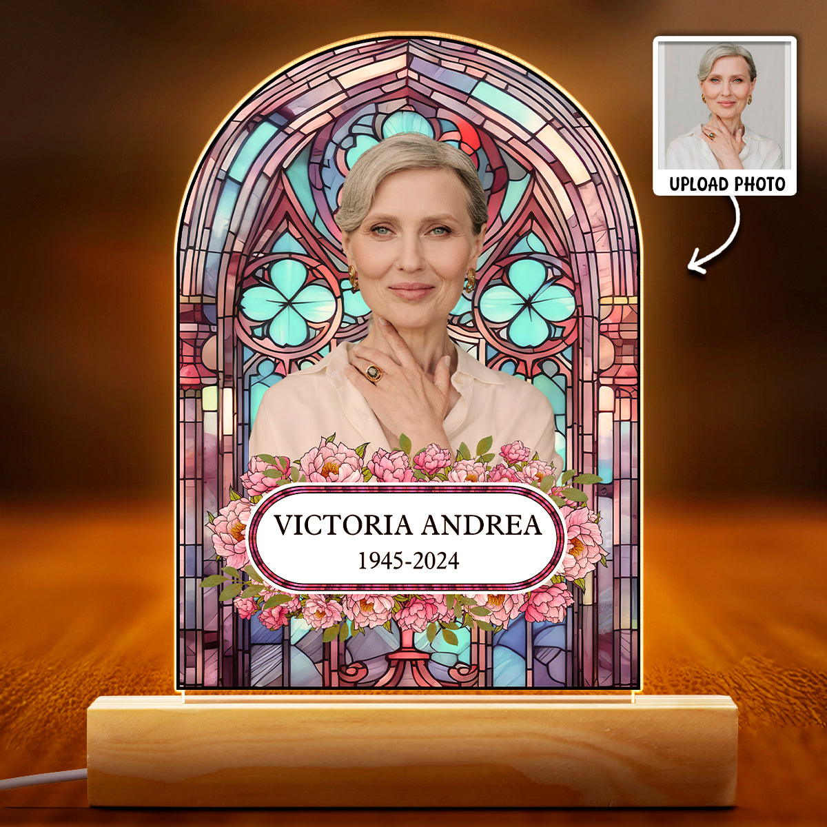 Custom Face Stained Glass - Customized Personalized 3D LED Light - Gift For Family