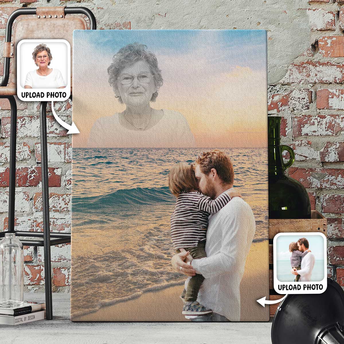 Memorial Custom Photo Canvas - Sunset Horizon View For Deceased, Loved One - Gift For Family Members