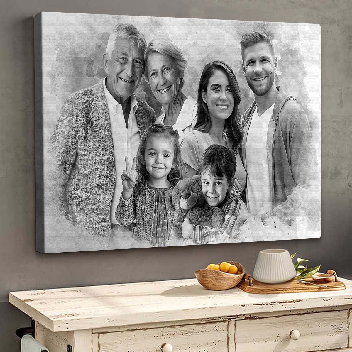 Combine Photo Loved One, Family Portrait From Different Photos - Personalized Canvas - Memorial Gift