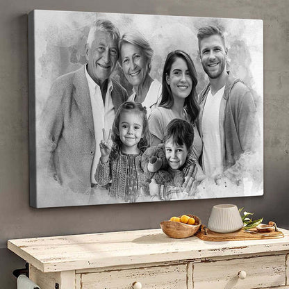 Combine Photo Loved One, Family Portrait From Different Photos - Personalized Canvas - Memorial Gift