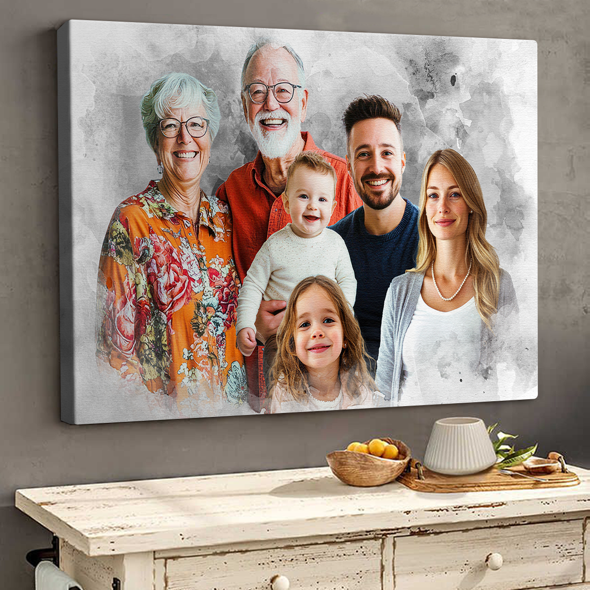 Add Deceased Loved One To Photo, Personalized Canvas, Combine Photos of Family, Memorial Gift