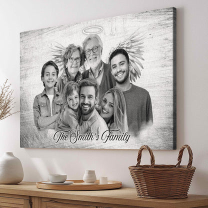 Horizontal Combine Photos Loved One, Family Portrait From Different Photos - Personalized Canvas - Memorial Gift