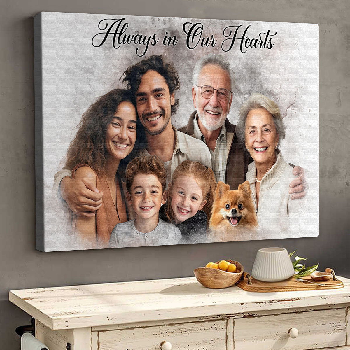 Custom Photos Horizontal Loved One Combined With Quotes, Halo To Deceased One - Personalized Canvas