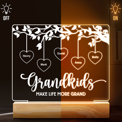 Side By Side Grandchildren - Customized Personalized 3D LED Light - Gift For Family Grandma Grandpa Grandkids