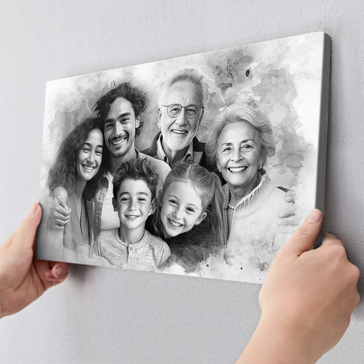 Combine Photo Loved One, Family Portrait From Different Photos - Personalized Canvas - Memorial Gift