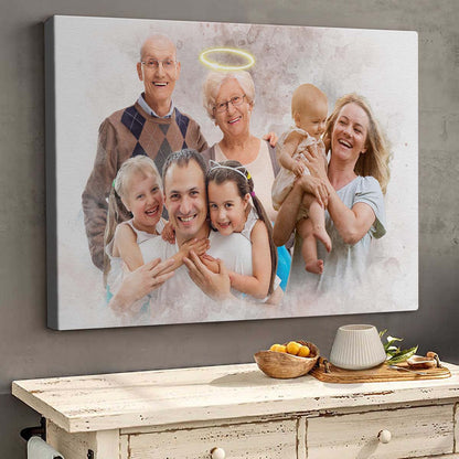 Combine Loved One From Different Photos, Adding Halo To Deceased One - Personalized Canvas