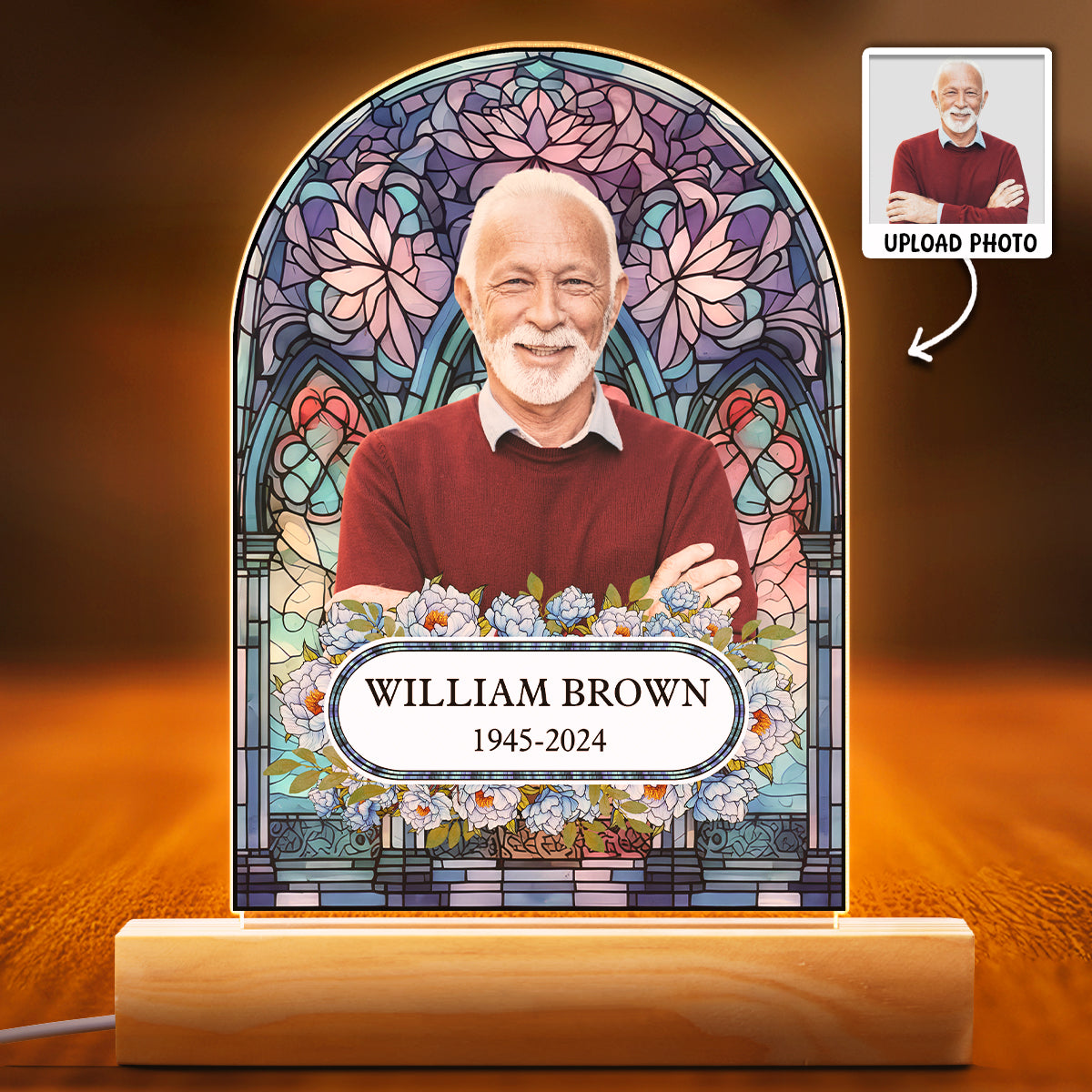 Custom Face Stained Glass - Customized Personalized 3D LED Light - Gift For Family