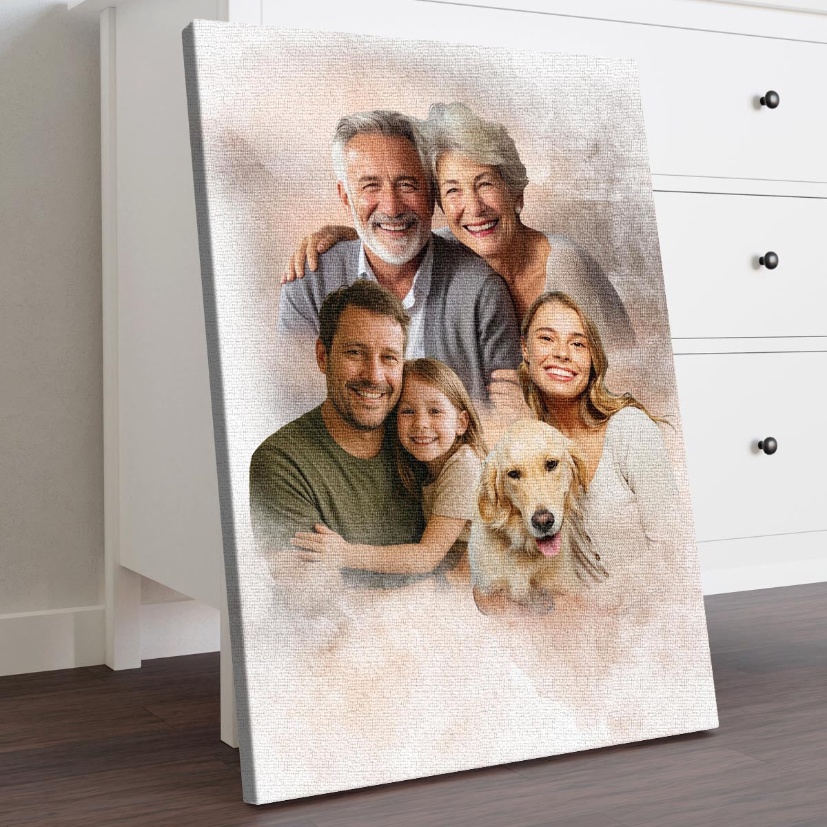 Add Deceased Loved One to Photo - Memorial Gift - Add Person to Photo - Family Portrait Different Photos, Combine Photos Canvas