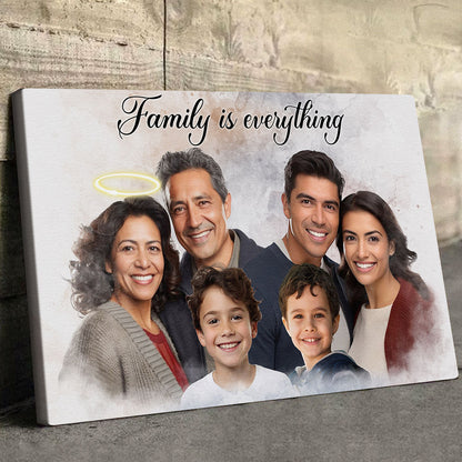 Combine Photos Loved One With Quotes, Adding Halo To Deceased One - Personalized Canvas