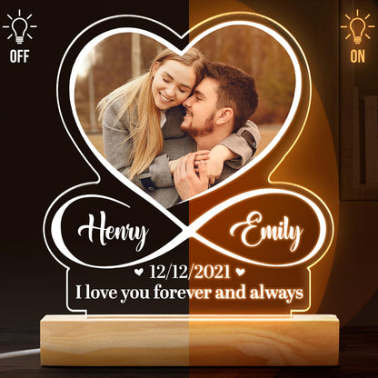 Custom Photo I Love You To Infinity And Beyond - Customized Personalized 3D LED Light - Gift For Husband Wife, Anniversary